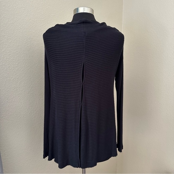 We the Free Jersey Ribbed Split Open Back oversized cowl neck Black Top Tunic - Picture 8 of 14